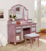 Rose gold glam style vanity and stool set main photo