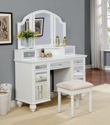 White glam style vanity and stool set