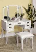 Ashland (White) Elegant modern vanity set with stool