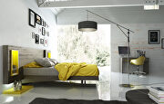 Contemporary gray / yellow low profile king bed main photo