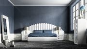 White tiered headboard special order contemporary bed