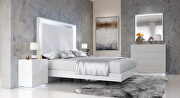 Stylish white glam style king bed w/ light main photo