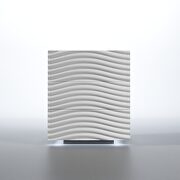 Wave (White) Stylish white glam style nightstand w/ light