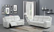 White jewel embellished white power recline sofa main photo