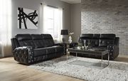 Black jewel embellished black power recline sofa main photo