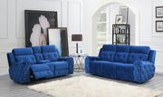 Blue jewel embellished blue power recline sofa main photo