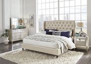 Modern tufted headboard king bed in champagne main photo