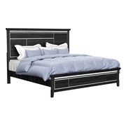Affordable black king bed w/ mirrored accents main photo