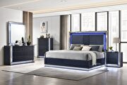 Contemporary navy blue king bed w/ light main photo