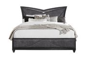 Black glossy art deco design king bed main photo