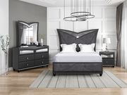 Black glossy art deco design queen bed main photo