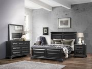 Antique black finish traditional king bed main photo