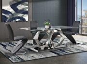 G1675 (Gray) Clear glass top dining table w/ geometric chrome base