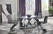 G1675 (Black) Clear glass top dining table w/ geometric chrome base