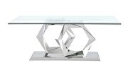 Clear glass top dining table w/ geometric chrome base main photo