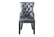 G2105 (Silver) Crushed velvet fabric elegant tufted back dining chair