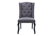 G2106 (Dark Gray) Wingback design tufted chair in dark gray fabric