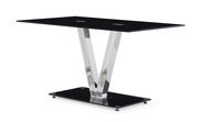 Black / silver v-shape base dining table main photo