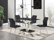 Black / silver v-shape table + 4 chairs set main photo