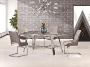 Extension glass table and z-shaped chairs set