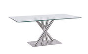 Clear/silver quadpod base dining table