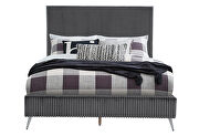 Dark grey stylish full bed w/ upholstered headboard main photo
