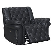 Charcoal leather air tufted recliner chair