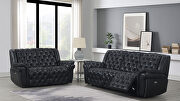 Charcoal leather air tufted recliner sofa main photo