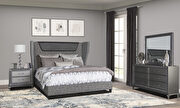 Contemporary gray glam style king size bedroom main photo