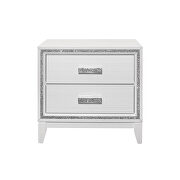 White night stand in glam style w/ crystals