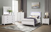White queen bed w/ led headboard and crystals