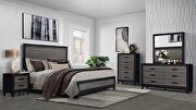 Modern farmhouse king bed with gray inlay