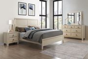 Casual style king bed in almond beige finish main photo