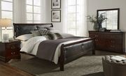 SImple casual style king bed in merlot finish main photo