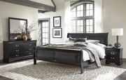 Simple casual style king bed in black finish main photo