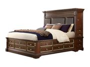 Cherry finish king bed w/ drawers and tower storage main photo