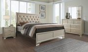 Modern simplistic king bed in champagne finish main photo