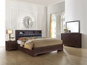 Dark merlot finish wood modern king size bed main photo