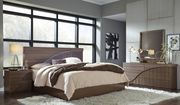 Zebra Wood/Gold modern LED king size bed main photo