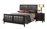 Casual style king size bed with black leather main photo
