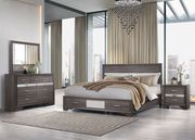 Simple casual style gray finish queen bed