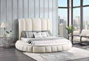 White king bed in round shape w/ storage main photo