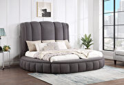 Gray king bed in round shape w/ storage main photo