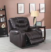 Coffee leather gel power reclining chair main photo