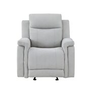 Grey reclining glider chair in leather-life fabric