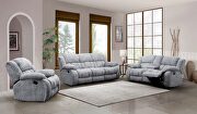Grey reclining sofa in performance fabric