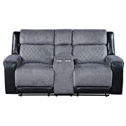Two-tone dark gray fabric console reclining loveseat main photo