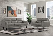 G6007 (Light Gray) Light grey leather sofa in contemporary style