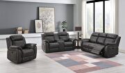 Grey reclining sofa in leather like-fabric main photo