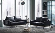 G858 (Black) Black leather gel low profile contemporary sofa